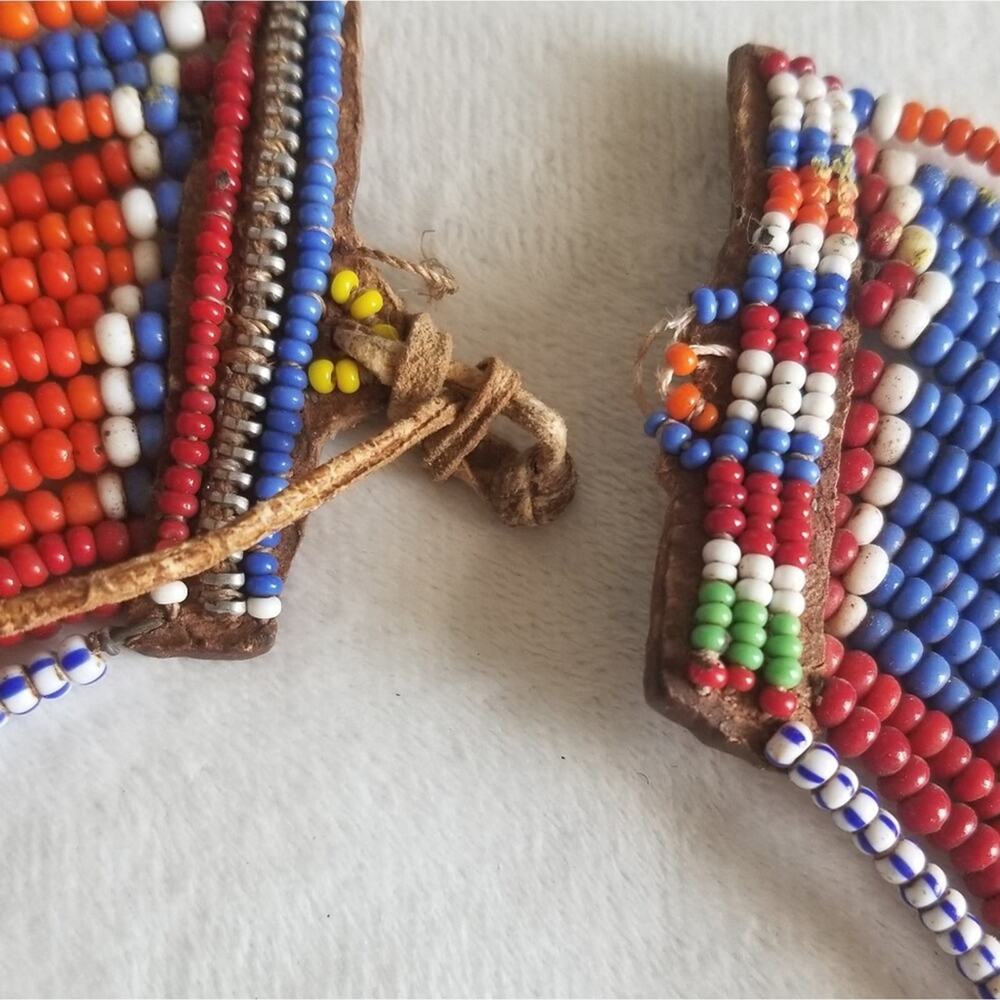 Vtg Handmade African Maasai Tribal Collar Bead Necklace Art Ceremonial - Picture 7 of 10
